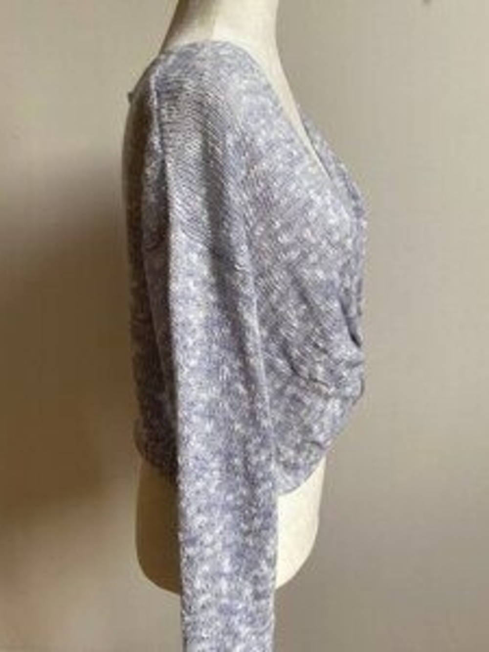 Twist Front V-Neck Sweater in Heather Lavender - Picture 3 of 4